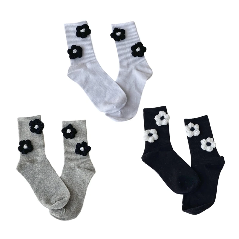 

Korean Socks Funny Novelty Cotton Socks 3D Flower Socks Comfortable Soft Ankle Socks for Women Teens Girls