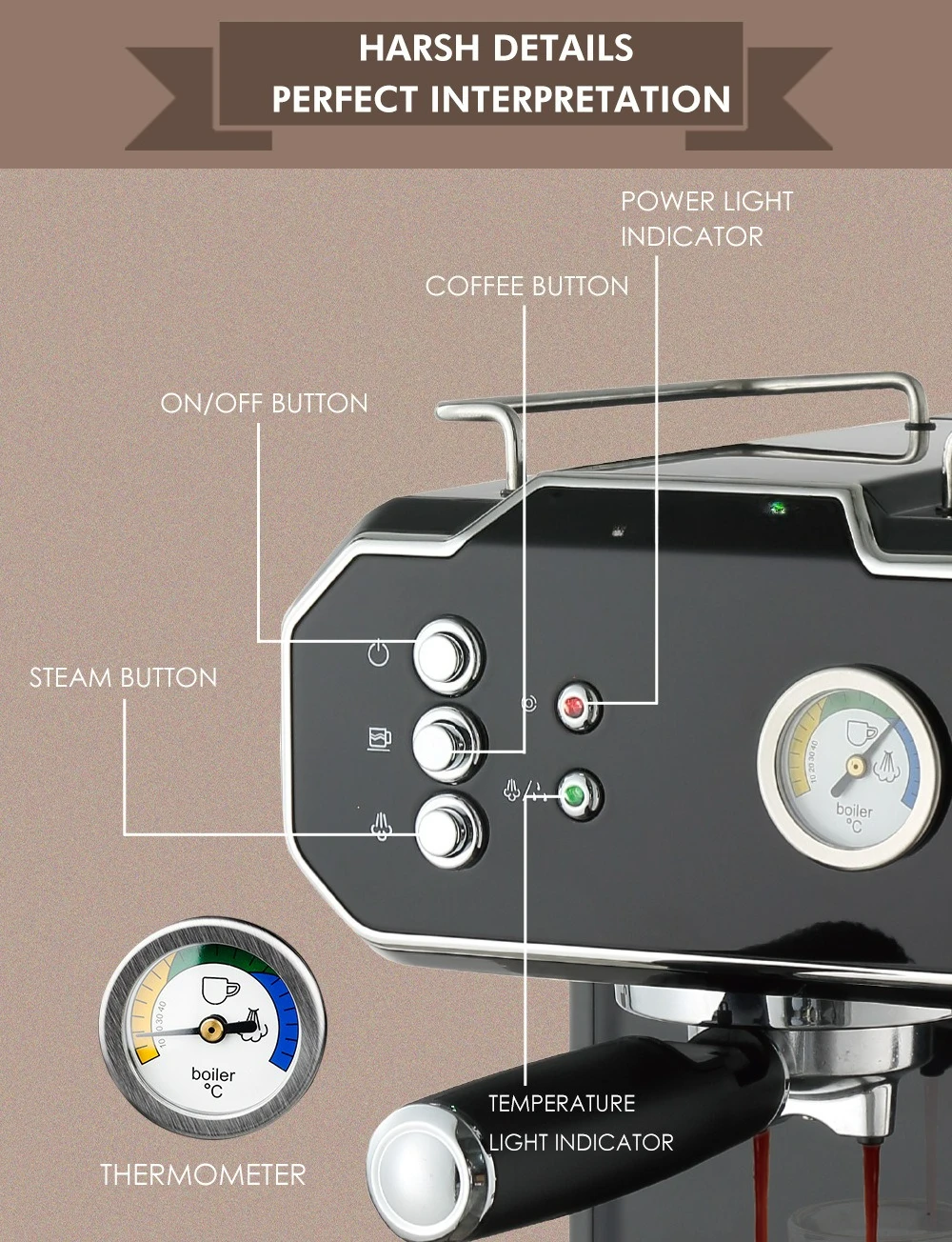 Macchina da caffè italiana per uso domestico, piccola schiuma semiautomatica a vapore ad alta pressione, per uso in ufficio