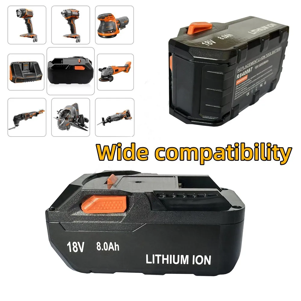 

For AEG 18V Battery 8.0AH Lithium-Ion Battery For RIDGID R840087 R840085 L1815R L1850R L1830R R840083 Series Cordless Power Tool