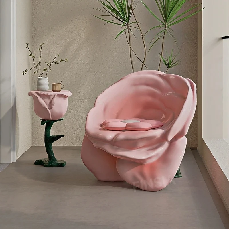 

Rose Lounge Chair Living Room Balcony Bedroom Single Backrest Modern Designer Chair