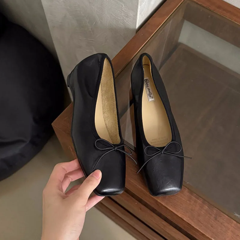 Modische Ballerinas für Damen, höhenverstärkende Slip-On-Schuhe, flache Damenschuhe mit Schleifenknoten, neue Frühlings- und Herbstkollektion. – Detail 19