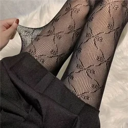 Kobiety seksowna kokardka czarne białe kabaretki nylonowe pończochy kokardka siateczkowe rajstopy dolne rajstopy moda styl Punk drążą wyroby pończosznicze
