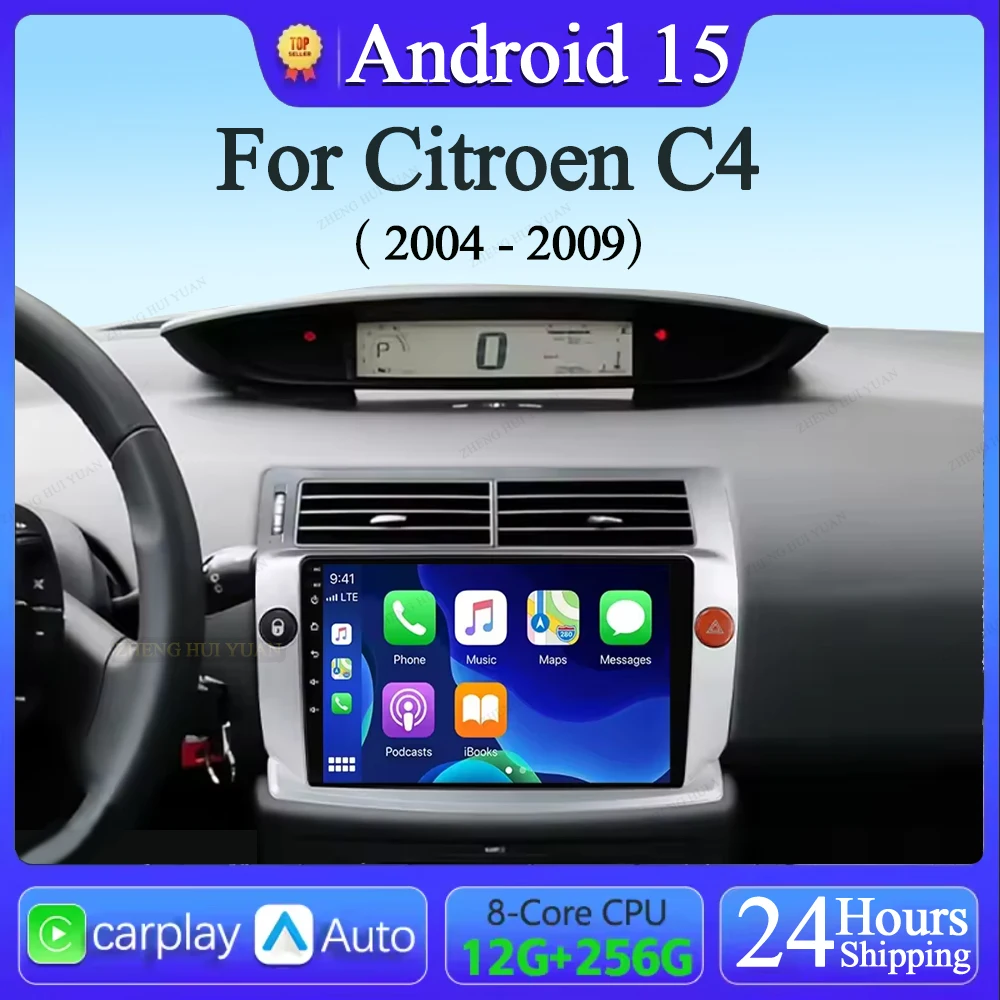 

Android 15 Car Radio For Citroen C4 C-Triomphe C-Quatre 2004 2005 2006 2007 2008 2009 Wireless Carplay Auto Multimedia 2 Din
