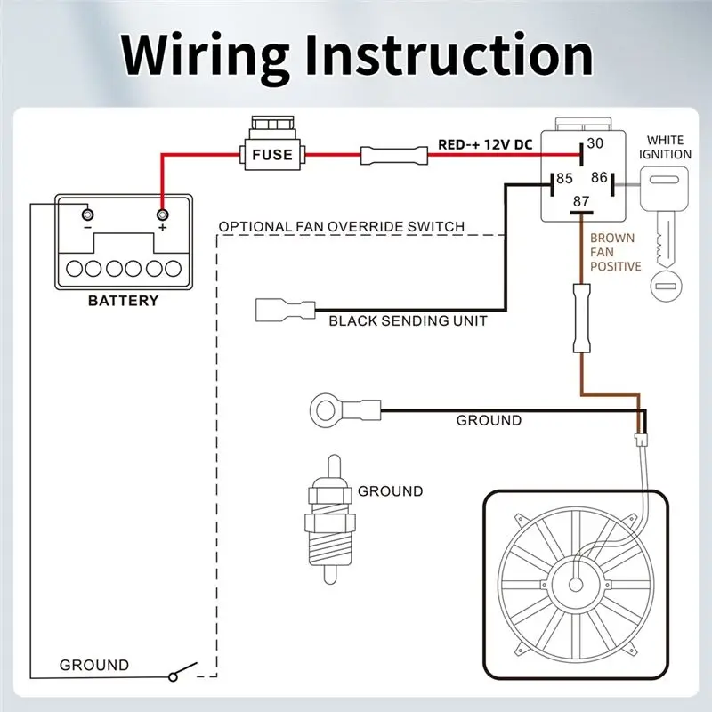 A58X-For Car Cooling Fan Thermostat Kit Electric Fan Relay Kit With 185° On 175° Off Temperature Switch