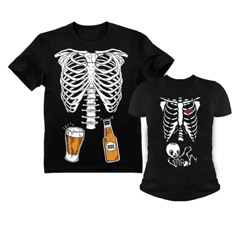 

Maternity Halloween Costumes Skeleton Baby Boy Xray Couples Matching Shirts Pregnancy Announcement Graphic Tee Y2k Tops Gifts