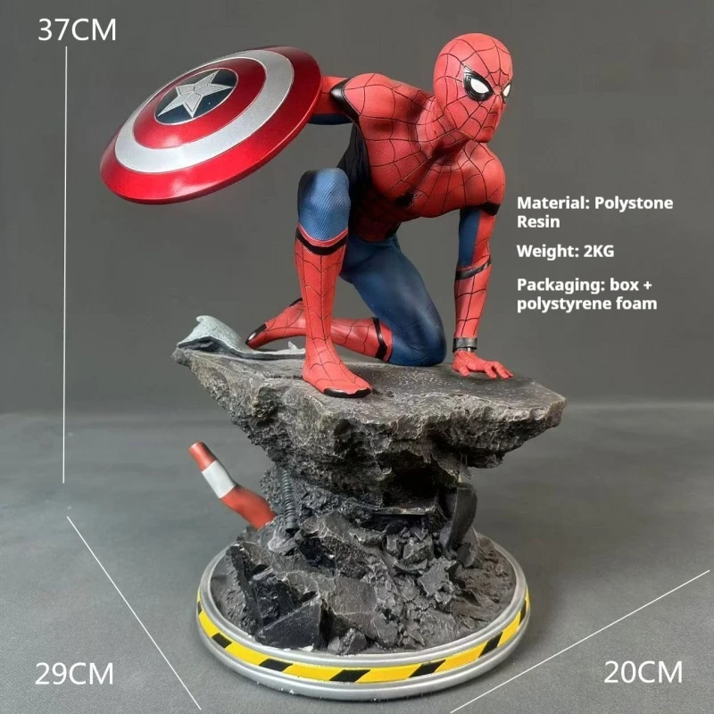 

Marvel Civil War Iconic Scene: Spider-Man Holding Cap‘s Shield - 37CM GK Polyresin Legacy Statue Premium Collectible Display
