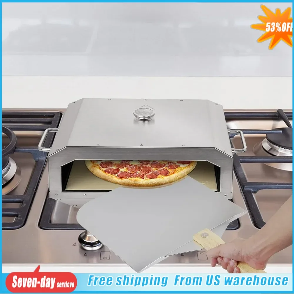 

Pizza Oven Kit for Double Burner Stove,Camping Stove Burner Top PizzaBox- Stainless Steel GasGrill Pizza Oven for Propane Stove