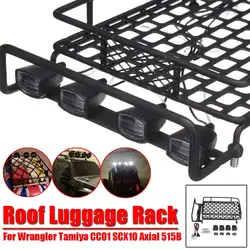Car Roof Rack Large Size Roof Rack Luggage Carrier with 4 LED Light Bar Wrangler for Tamiya CC01 SCX10 Axial 515B