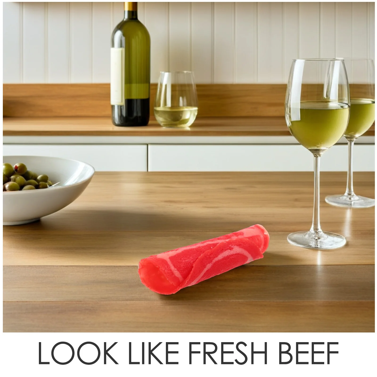 6 قطع من لفات اللحوم المزيفة، محاكاة لحم البقر الاصطناعي الواقعي، دعائم الطعام، نافذة تزيين اللحوم الصناعية #3