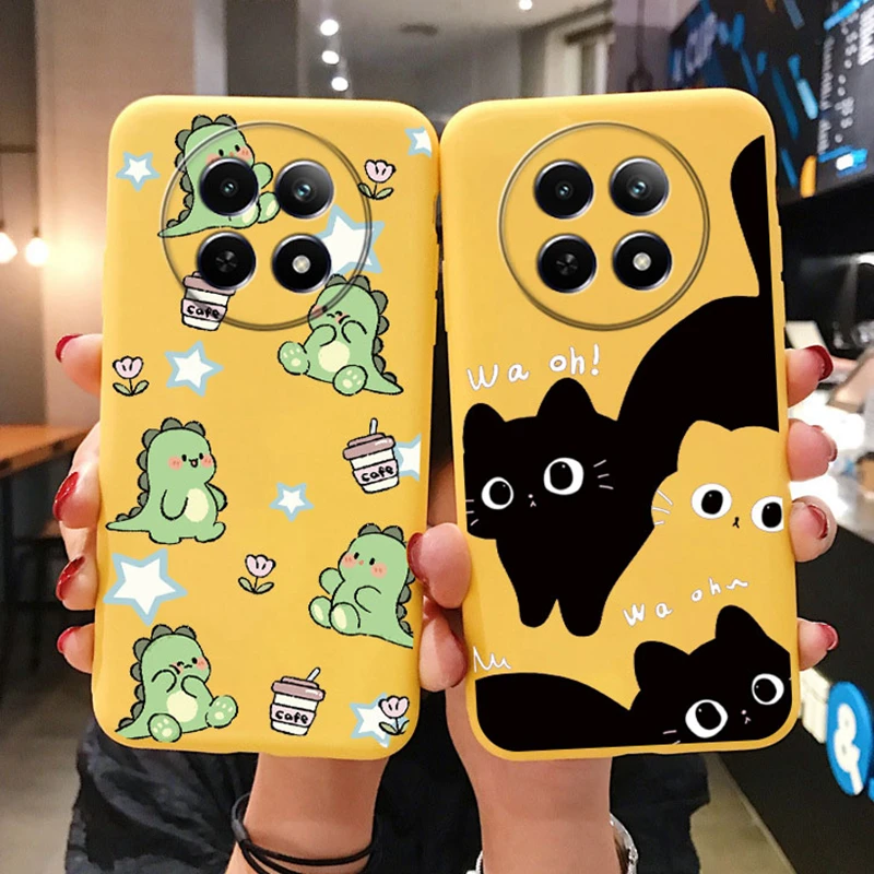 سيليكون جرابات هاتف كرتونية للصدمات ، ضفدع ، أرنب ، قط ، ديناصور ، غطاء ناعم ، هاتف Realme 12 ، 12X ، Realme12