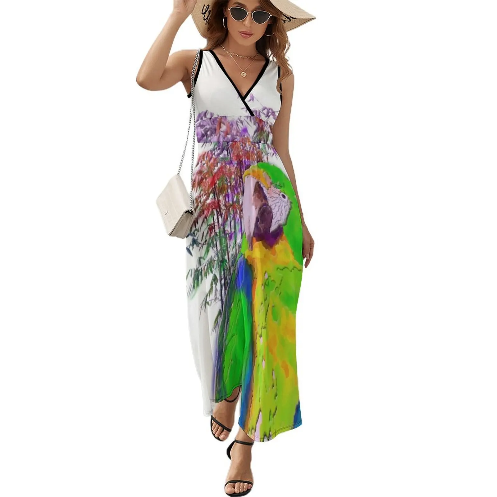 TROPICAL PARROT Sleeveless Dress beach dresses women's clothing summer 2024 novelties fairy dress