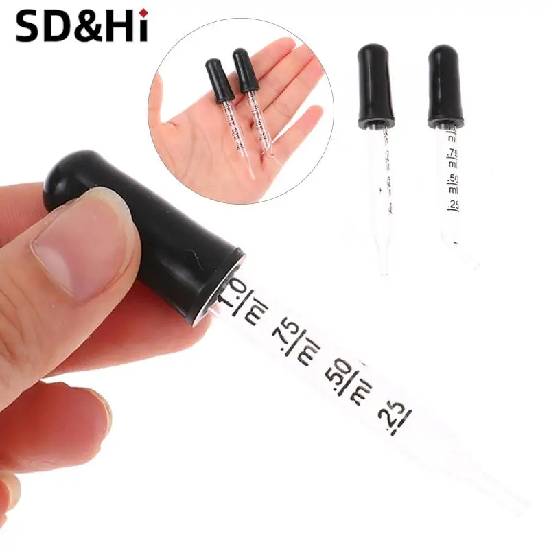 5pcs Multi-purpose Droppers Glass Scale Dropper Rubber Head Scale Pipette Dropper Essential Oil Bottle Straw For School Home