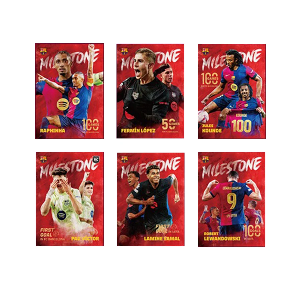 PANINI 24 шт./кор. Барселона Ювентус PEDRI LAMINE YAMAL Радужный лазерный материал для подписи Коллекционная открытка Праздничный подарок для мальчика