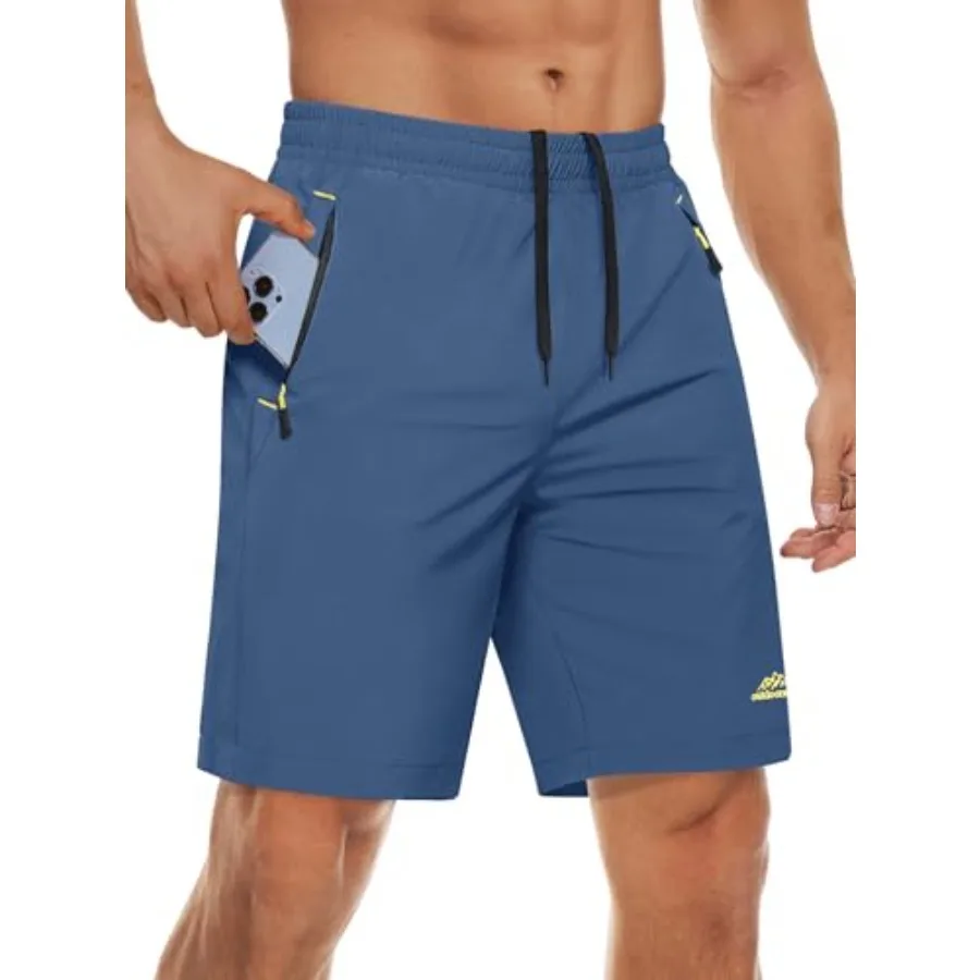 

Men's Workout Gym 9" Shorts Quick Dry Lightweight Summer Casual Athletic Hiking Shorts for Men with 3 Pockets