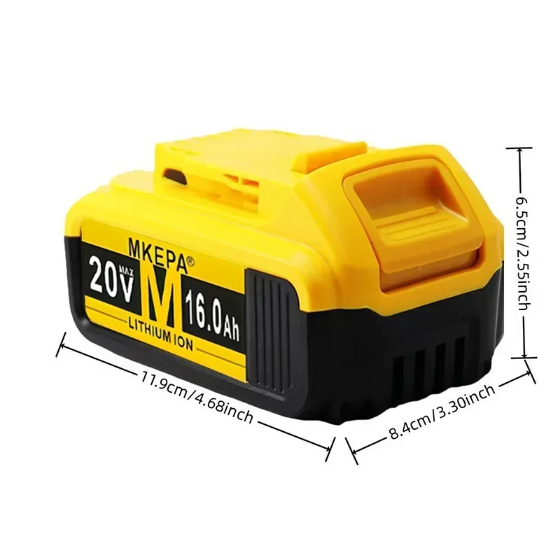 New 100% Original 16000mAh 20V for Dewalt Power Tool Battery DCB206 20V 16.0Ah Battery DCB206 20V Battery DCB205 DCB200 DCB204-2