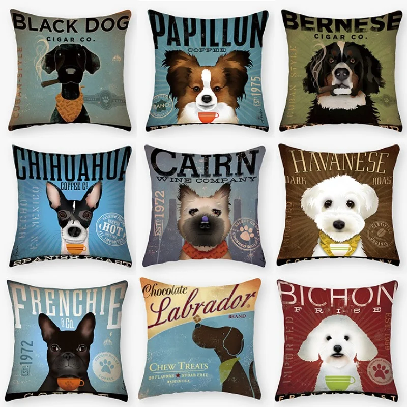 

Funny Dog Post Pillowcase Cute Dog Cotton Linen Pillow Case for Bedroom Kids Child Sofa Bed Bedroom Decoration Pillow Cover