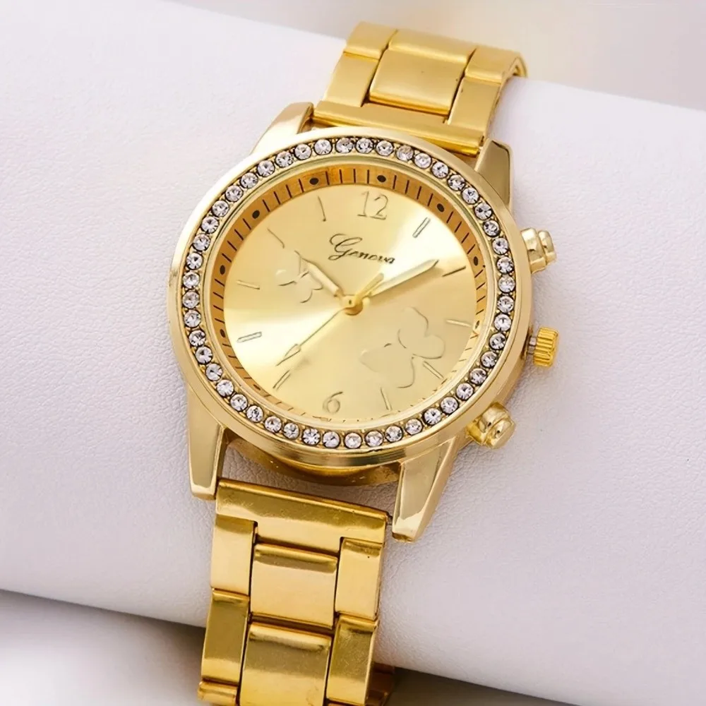 Stainless Steel Strap Women's Wristwatch Rhinestone Accent Quartz Movement Quartz Wristwatch Simple Design Box Not Included