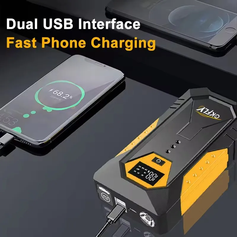 GKFLY 2000A سيارة الانتقال كاتب 18000mAh المحمولة قوة البنك الطوارئ بدء جهاز بطارية السيارة الداعم المغفل للديزل البنزين