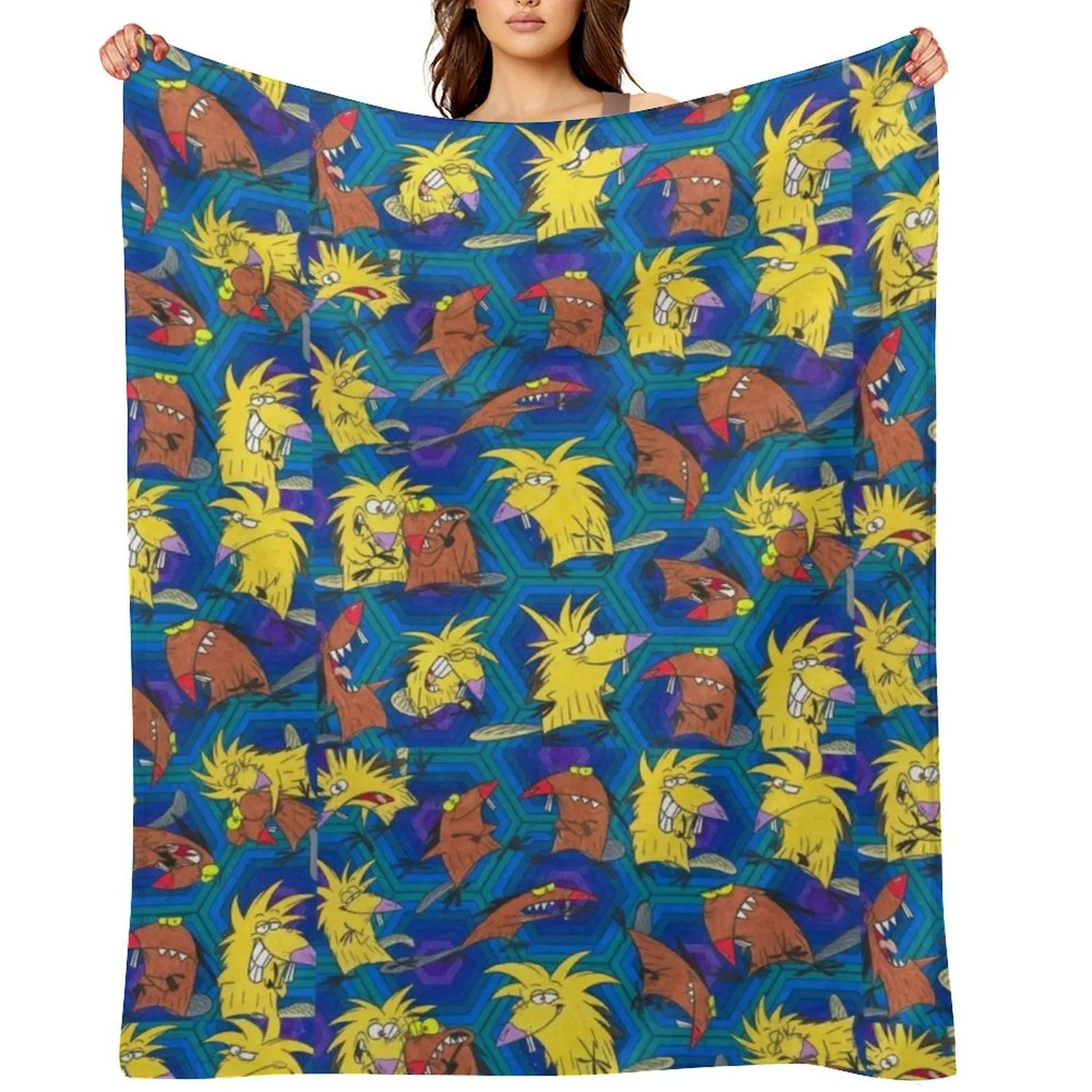 

Angry Beavers Norbert and Daggett Nickelodeon Throw Blanket Single Blankets Sofas Of Decoration manga Luxury Designer Blankets