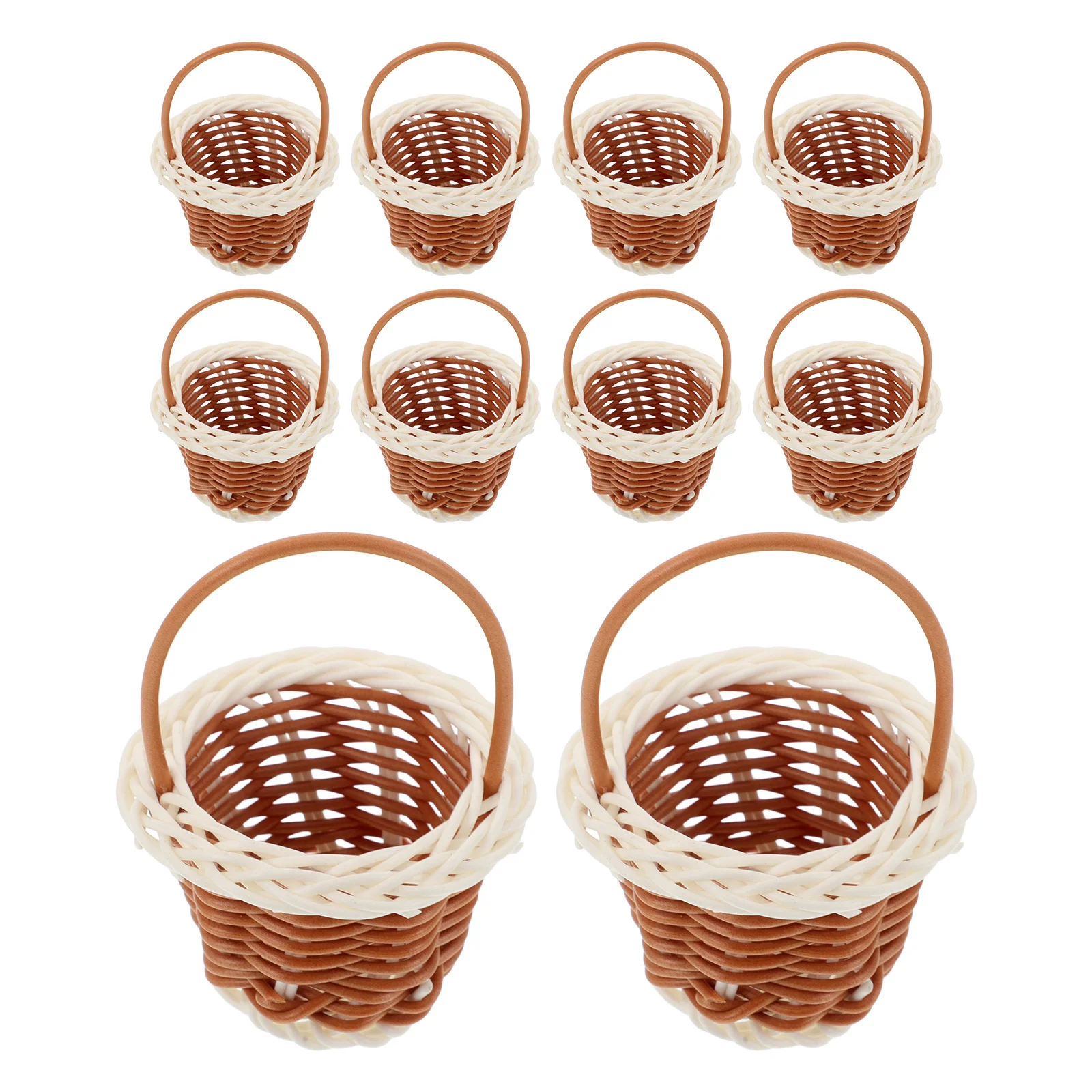 Cesta de flores tejida para boda, cesta Floral tejida a mano de plástico con asa, decoración para el hogar y el jardín, exhibición de galletas de frutas, 10 Uds.