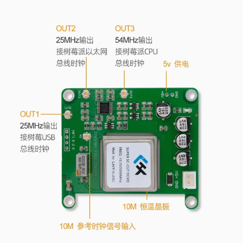 1pcs Raspberry Pi 4B upgrade retrofitted OCXO ultra low phase noise thermostatic crystal clock board