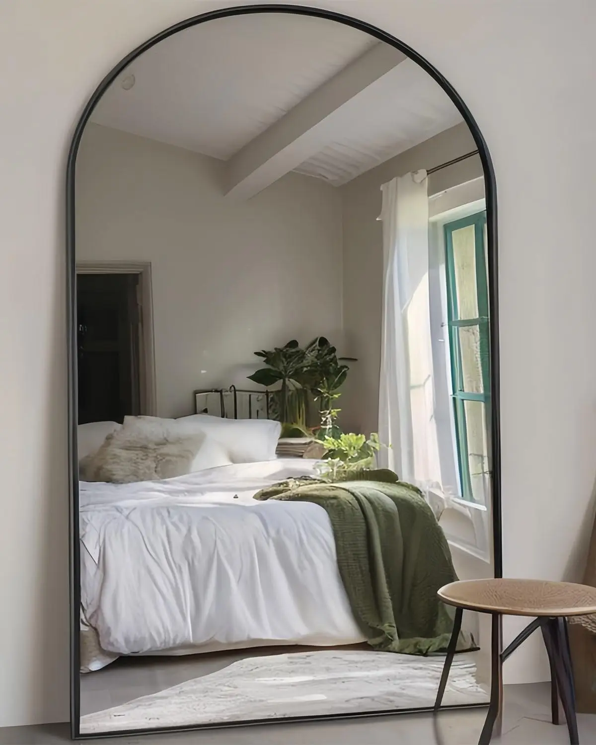 [Vendita calda! ]Specchio da pavimento a figura intera - Specchio da parete ad arco oversize da 82x42 pollici, specchio da terra nero per camera da letto, soggiorno,