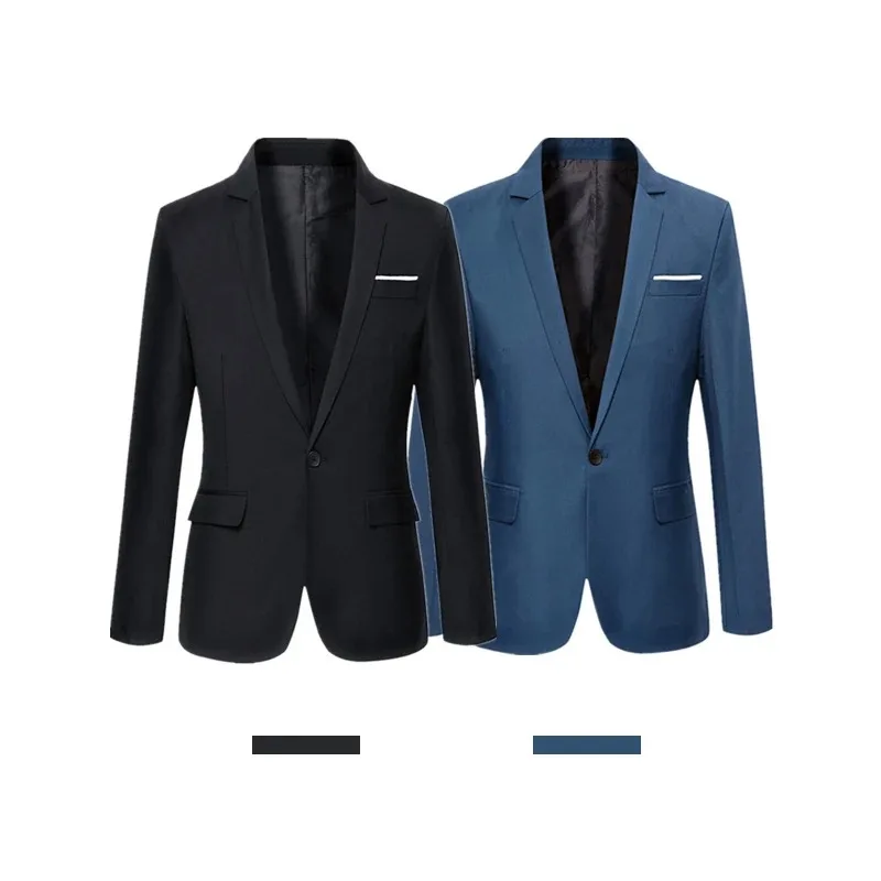 Blue Men Blazers Work Office 2023   Tuxedos for Formal Occasions Pockets Coat  Male Custom \'s Business Slim