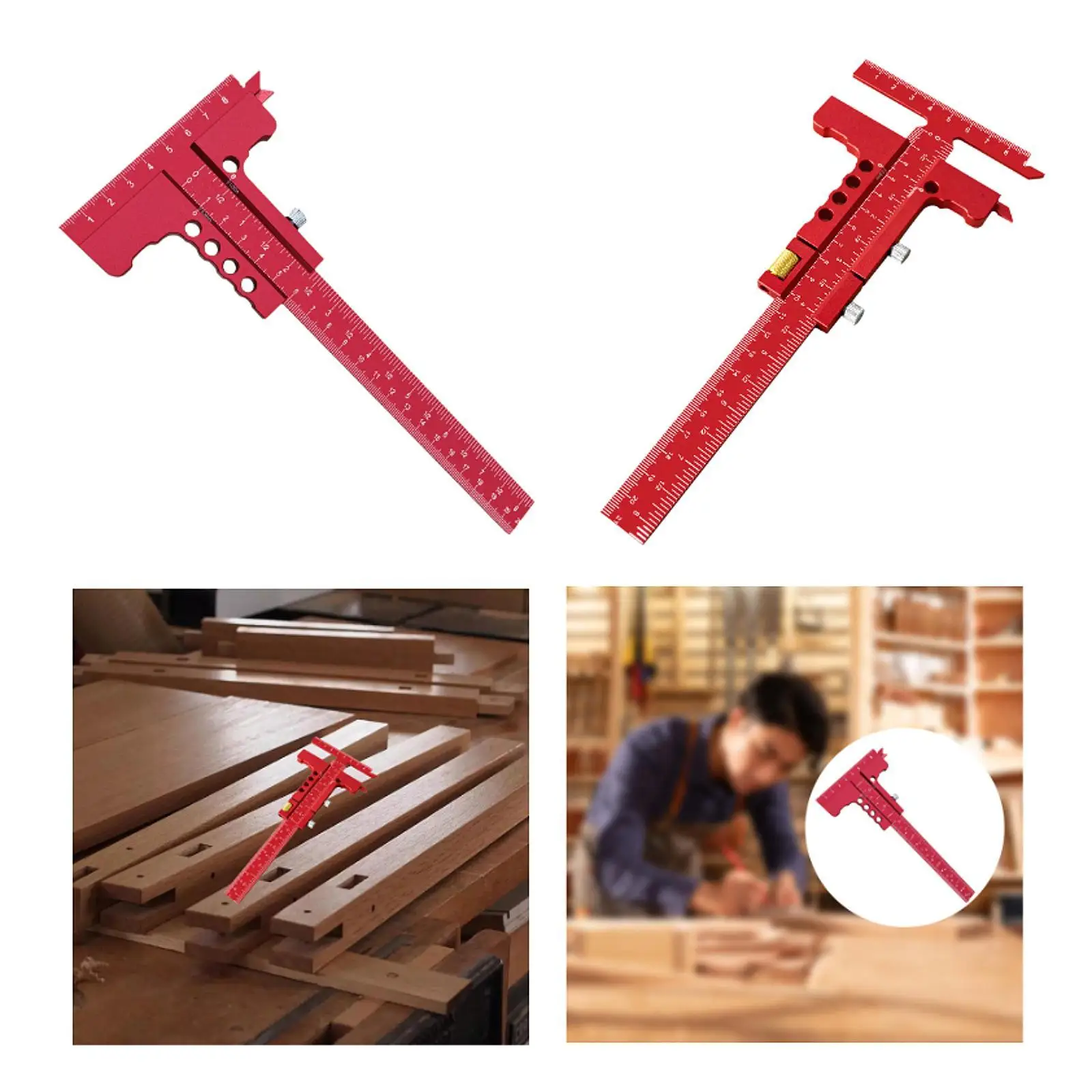 

T Shaped Wood Workings Scriber Slide Ruler Professional inch/Metric Portable Multifunctional for Home Decoaration Design