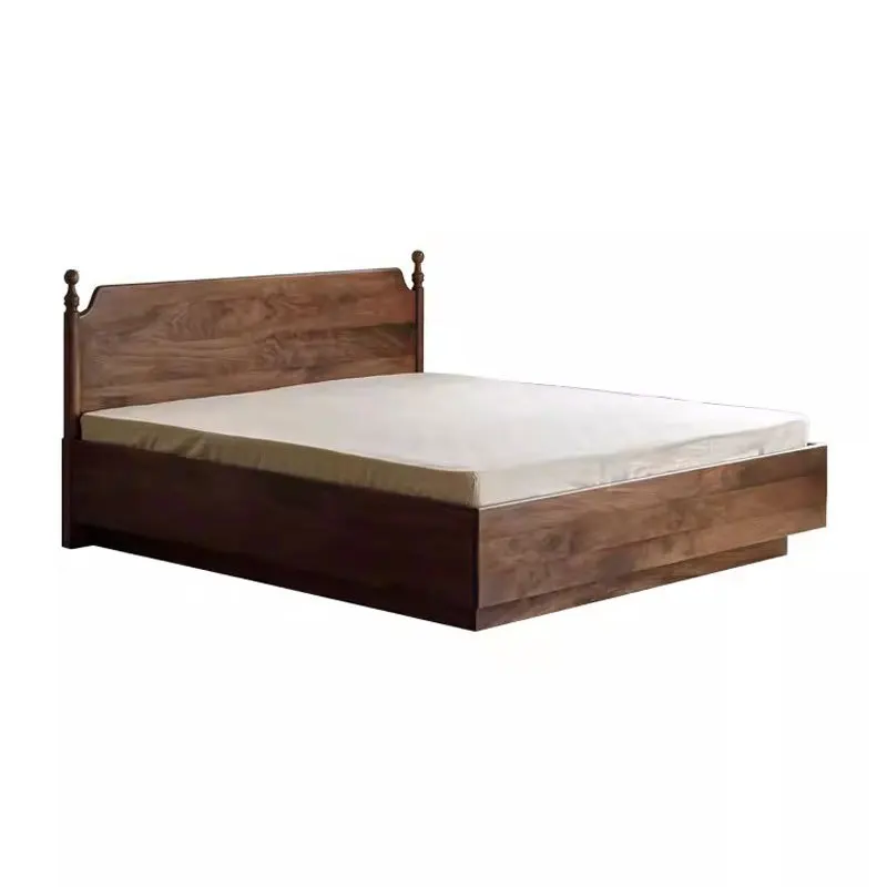

North American black walnut all solid wood high box bed air pressure suspended storage bed cherry wood