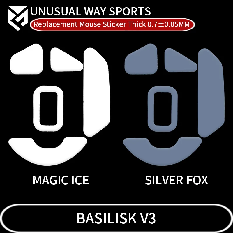 UnusualWaySports Mouse Skates Foot Feet RAZER Basilisk V3 Wireless Cambered Surface PTFE Anti Collapse Magic Ice Silver Fox