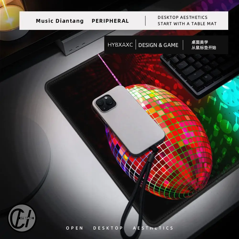 Tapis en caoutchouc métallique coloré paillettes Look Disco Ball Image Gamer clavier tapis sans fil souris Ped mignon tapis de bureau jeu Pc tapis de bureau