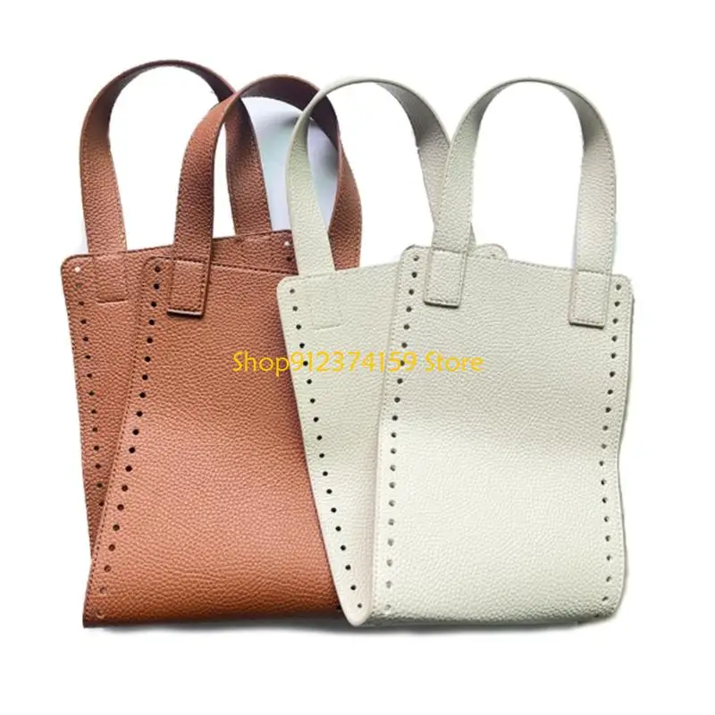G5AE Handmade Crochet Bag Supplies PU Leather Bags Bottom Handles Bag Making Accessories For Crafting Handbag Purses