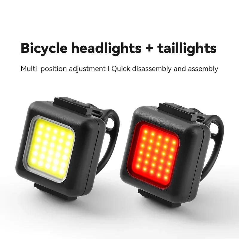 New Bicycle Front Rear Mini LED Light Set USB Rechargeable Cycling Headlight Taillight Light COB Lamp Bead Waterproof Bike Lamp