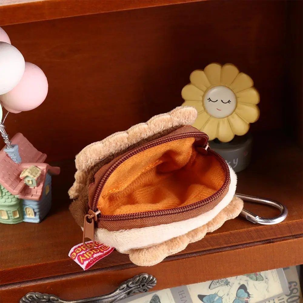 Plush Plush Cake Headphone Bag Similation Food Zipper Plush Cake Coin Bag Kawai Biscuit Shape Plush Biscuit Coin Purse