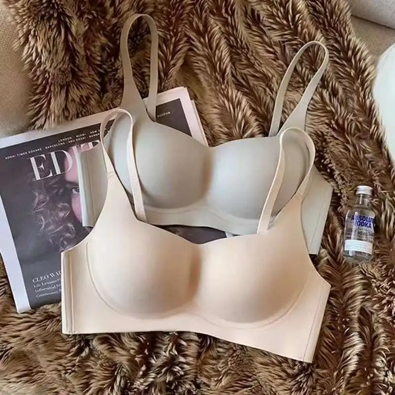 Traceless Ventilate Small Chest Bra Leisure Gather Together  Anti-Sag Underwear No Steel Ring Comfortable Tube Top Solid Color