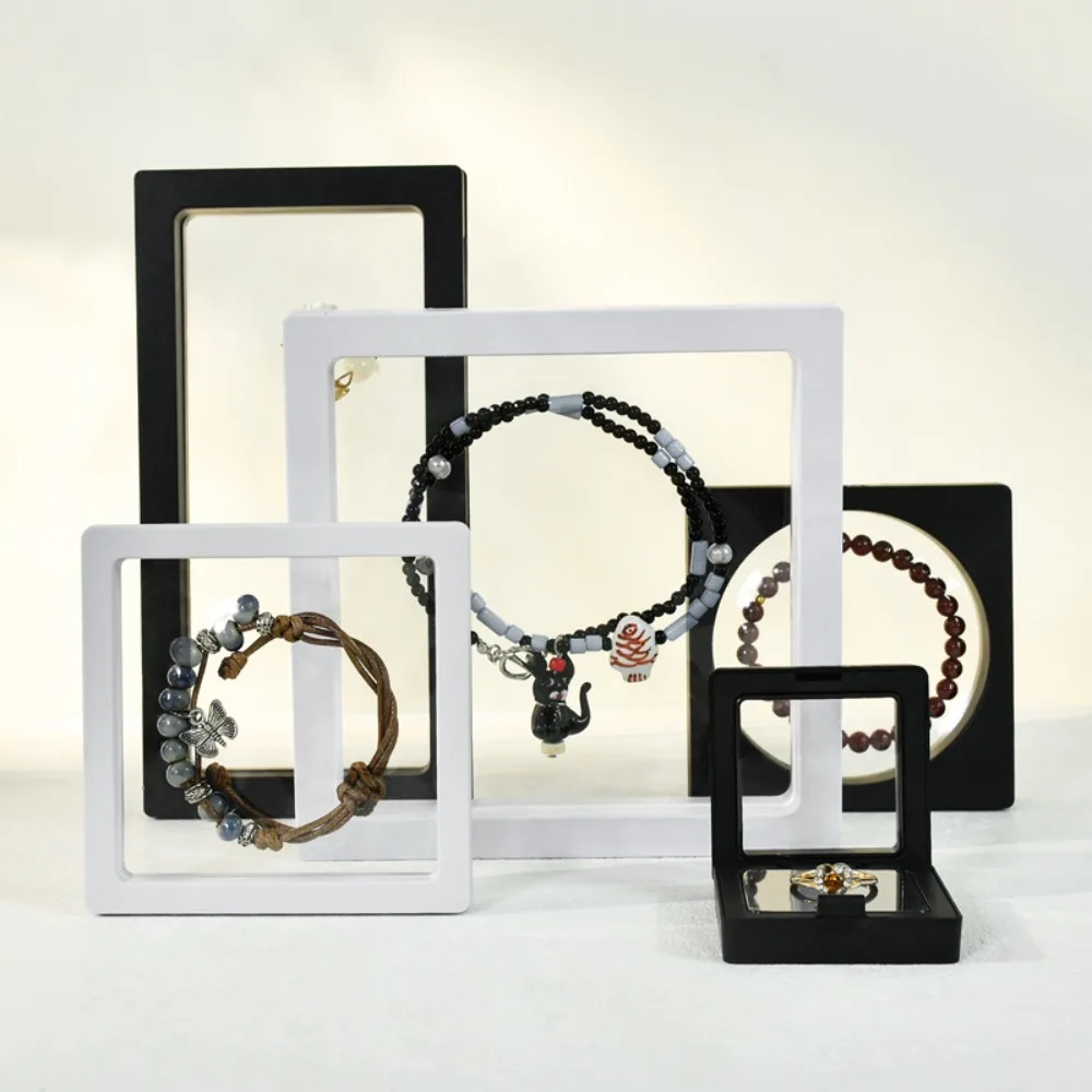 내구성 PE 필름 보석 보관 상자 반지 귀걸이 보석 디스플레이 상자 목걸이 3D 플로팅 프레임 상자 보석