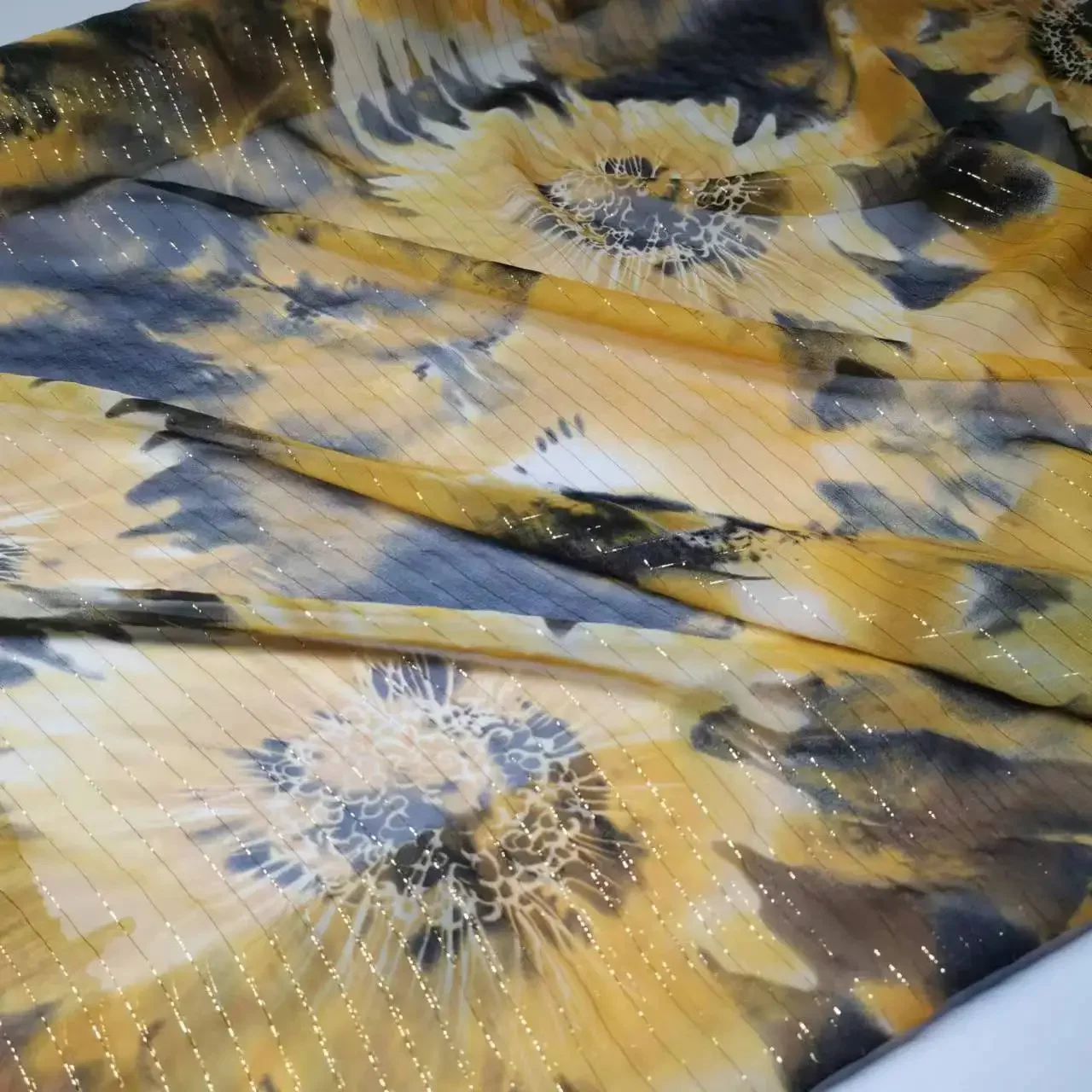 New Silk Fabric For Saree Sudan Toub Silk Lurex Metallic 8mm Somalia Dirac Cosplay Dancing Floral Soie