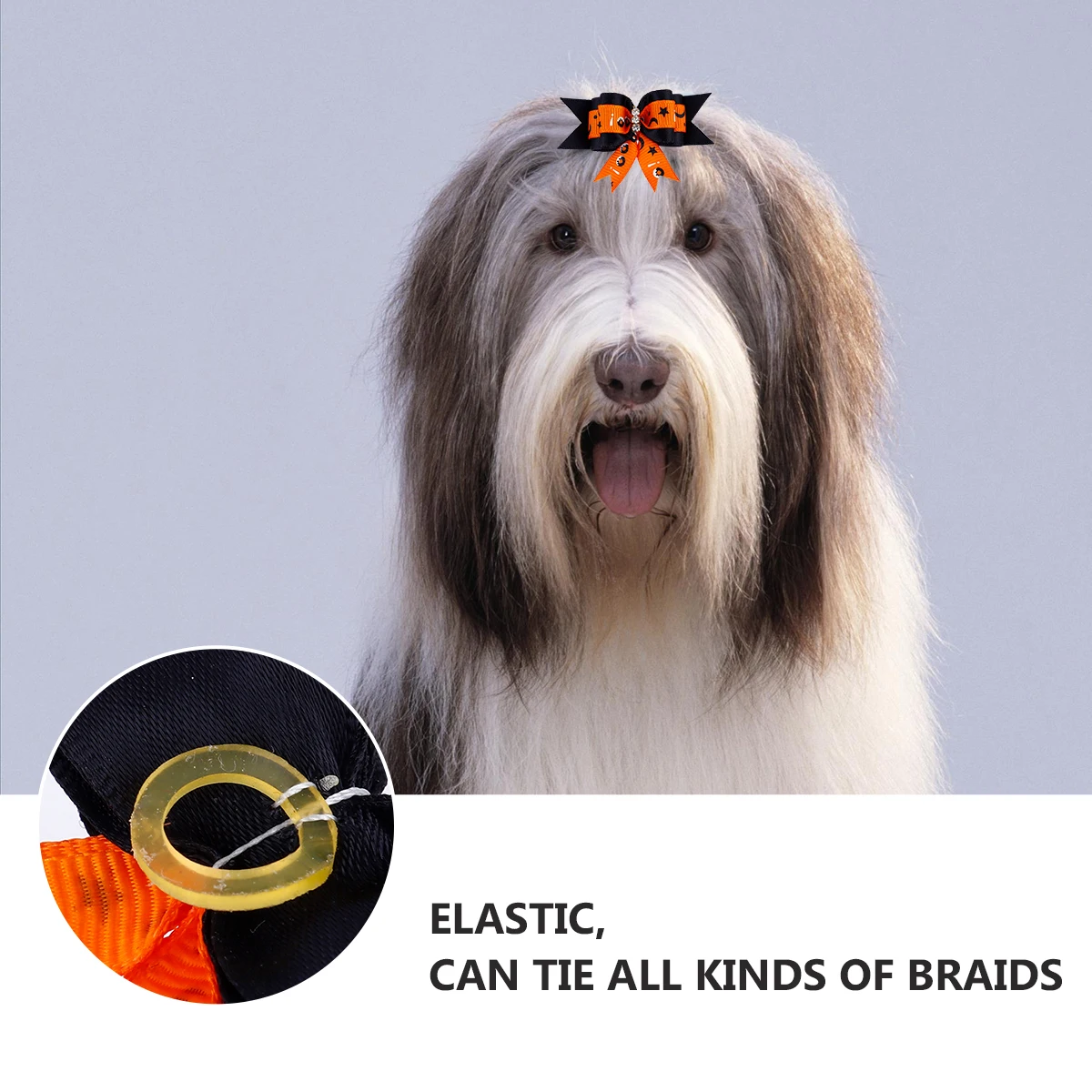 

10 Pcs Pet Headgear Bands Headwear for Dog Rubber Hair Flower Bow Tie Headdress Cloth Halloween