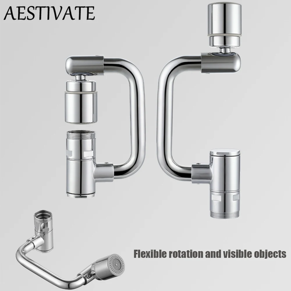 New Universal 1080° Rotation Extender Faucet Aerator Plastic Splash Filter Kitchen Washbasin Faucets Bubbler Nozzle Robotic Arm