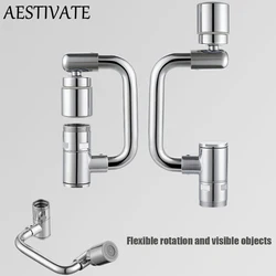 New Universal 1080° Rotation Extender Faucet Aerator Plastic Splash Filter Kitchen Washbasin Faucets Bubbler Nozzle Robotic Arm