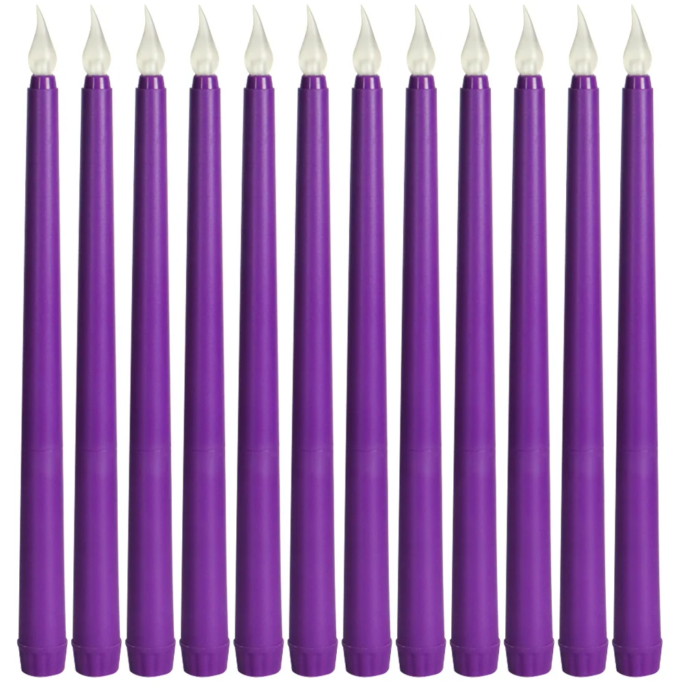 

12Pcs Flameless LED Taper Candles Operated Simulated Lights Delicate Texture Realistic Flicker for Christmas