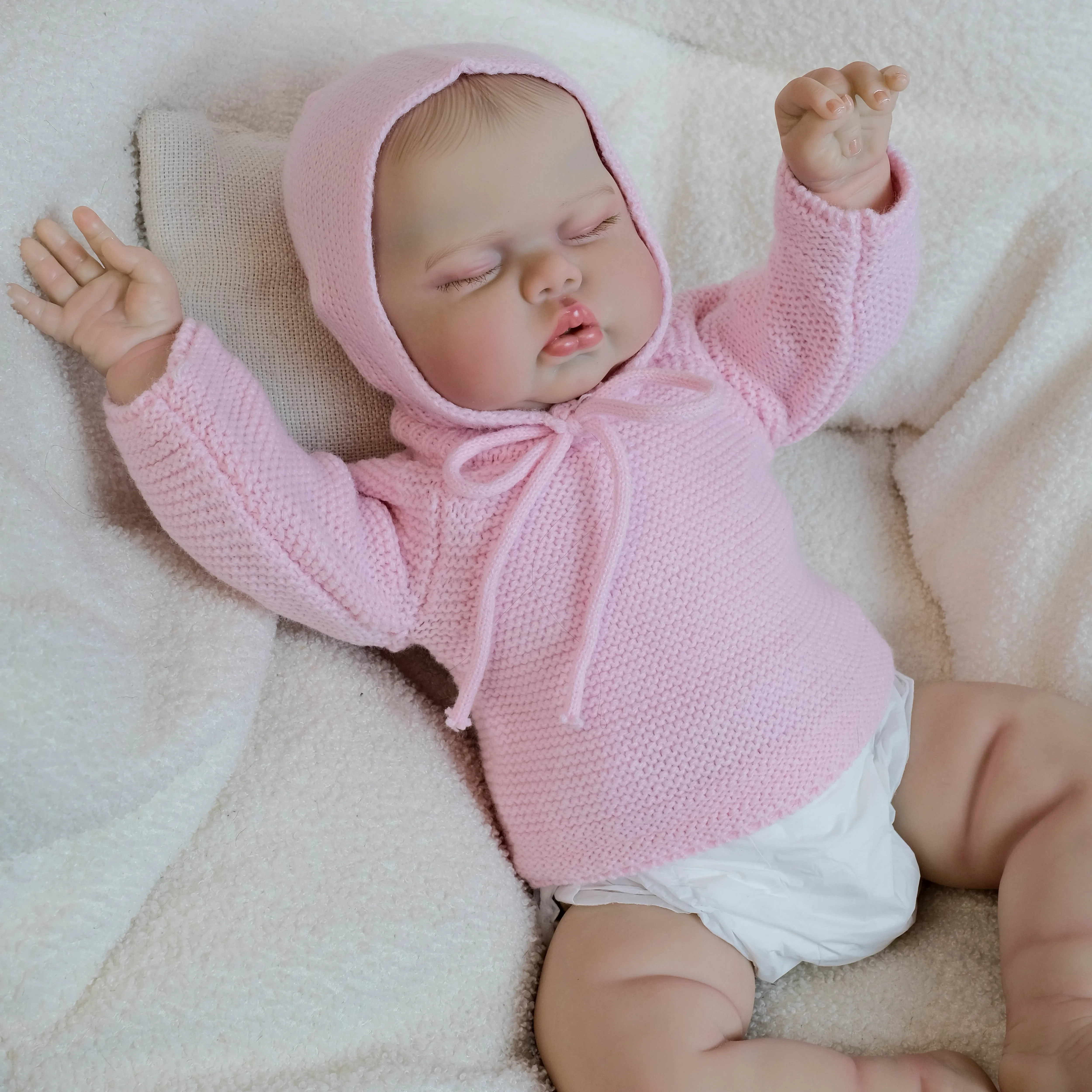 

NPK19'' Bebe Pickle Asleep Reborn Baby в мягком тканевом теле, реалистичная 3D-кожа для малышей с волосами для рисования вручную