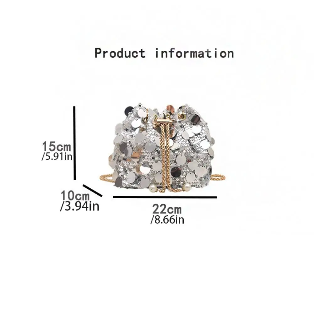 Mini Shiny Evening Banquet Bag Blingbling Handbag Tassel Crossbody Bag Small Purse Glitter Mini Bucket Bag Women