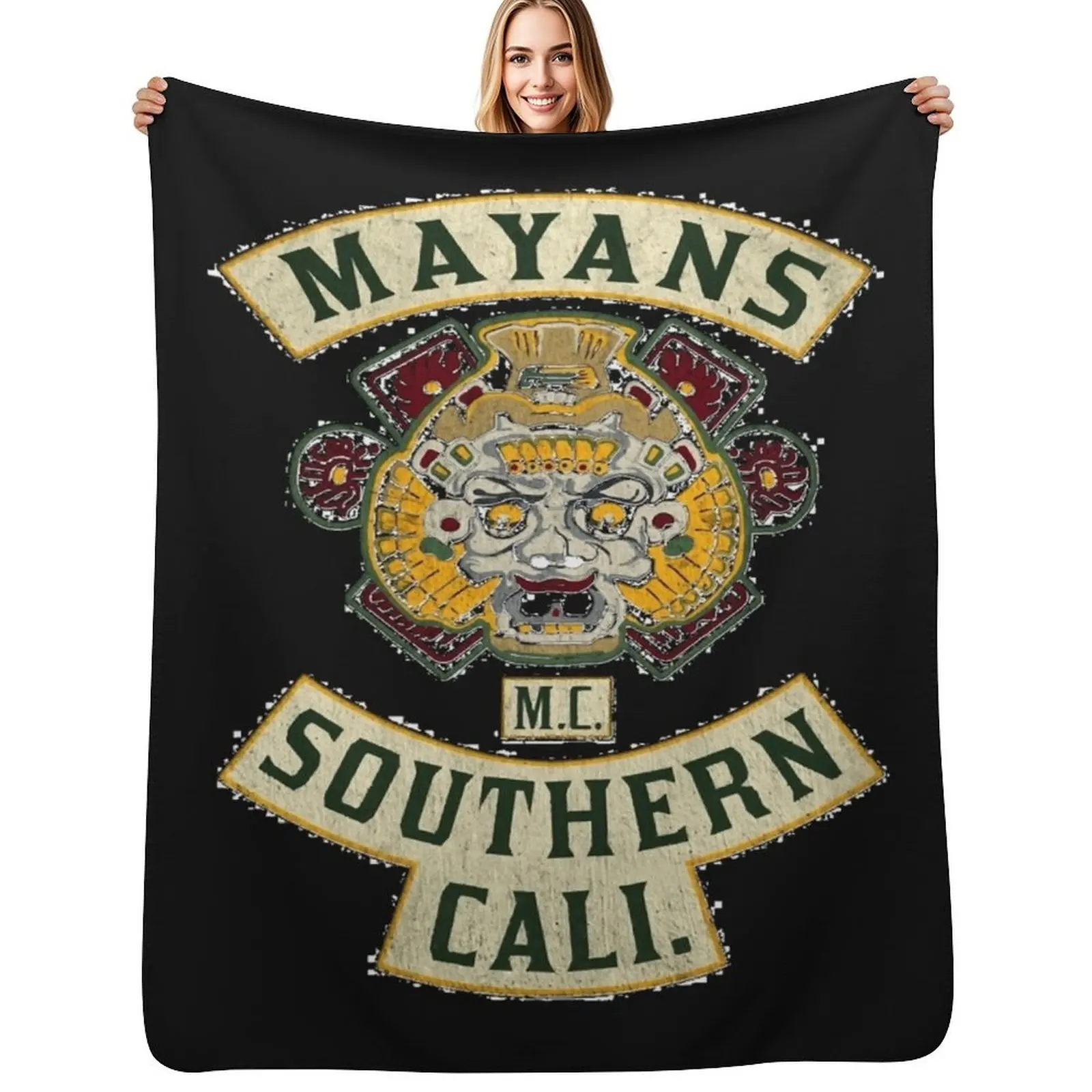 Manta decorativa Mayans MC, manta cálida para decoración de la sala de estar