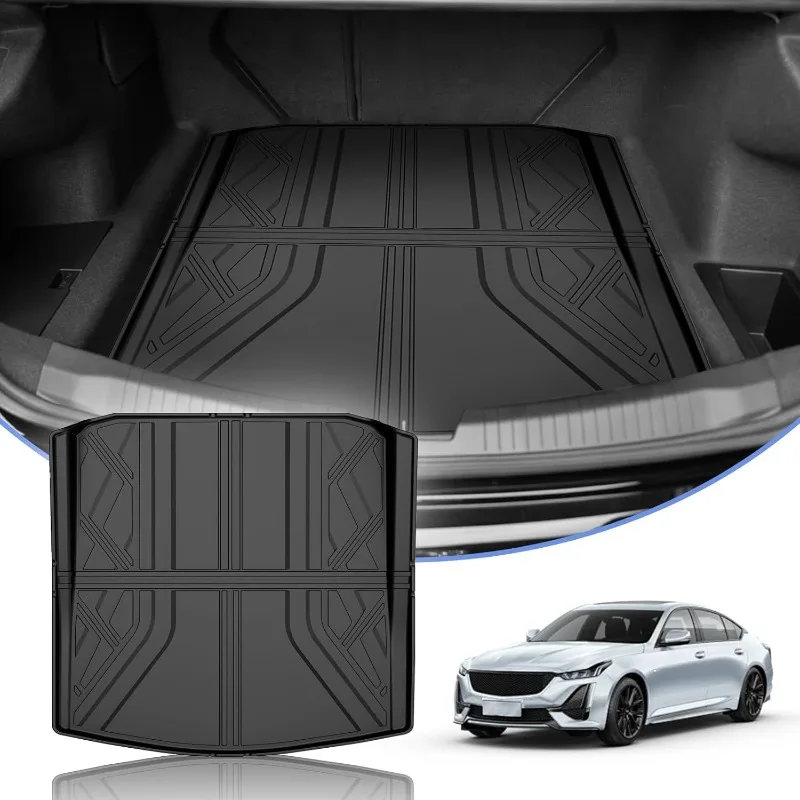 

US Cargo Liner Compatible with Cadillac CT5 CT5-V 2020-2024 Weather-Resistant Trunk Mats for Cars with Raised Lip Non-Slip