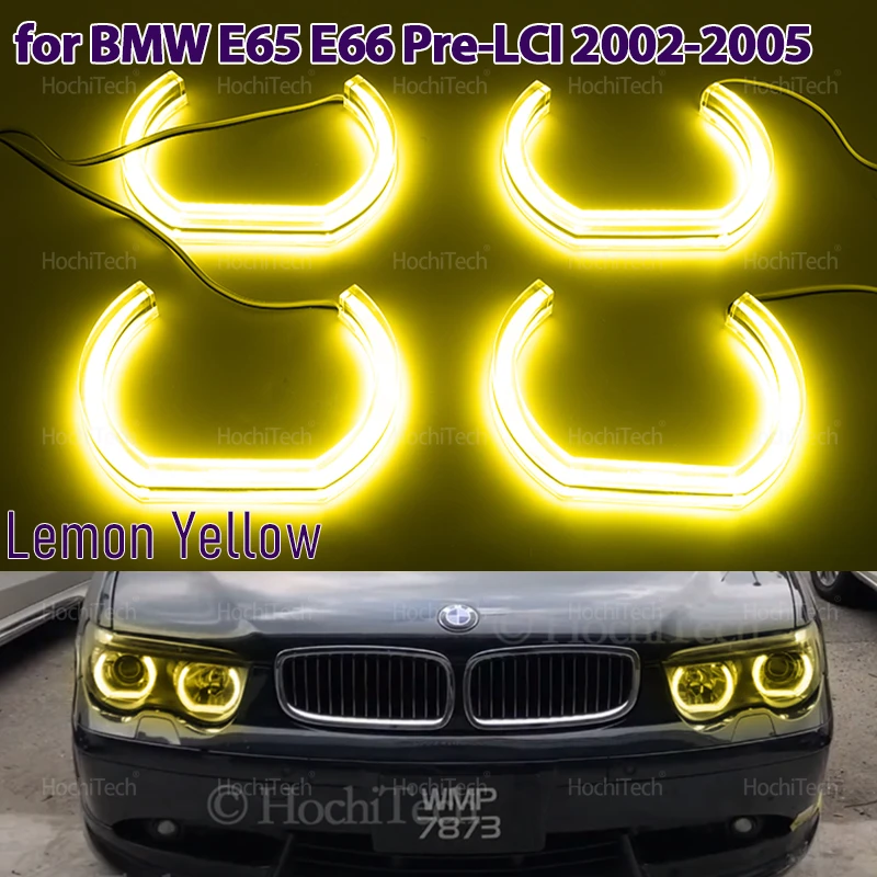 

For BMW 7 Series E65 E66 Pre-LCI 745i 745Li 760Li 760i CS CSL Style Lemon Yellow Excellent DTM U Style LED Angel Eyes Rings