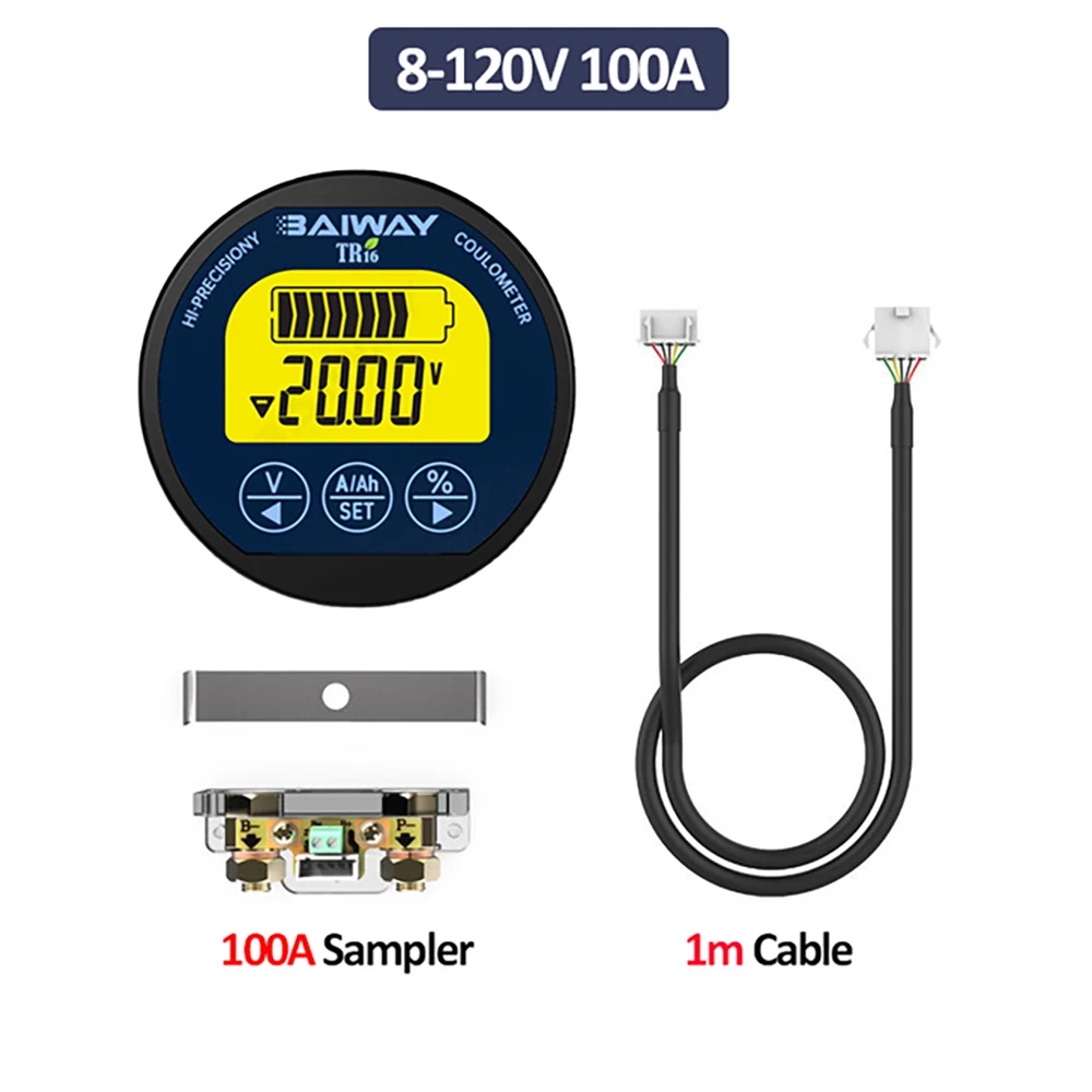 TR16H High-precision Waterproof Coulometer 8-120V 50A/100A/350A Li-ion Lithium iron phosphate Lead Acid Battery Capacity Tester