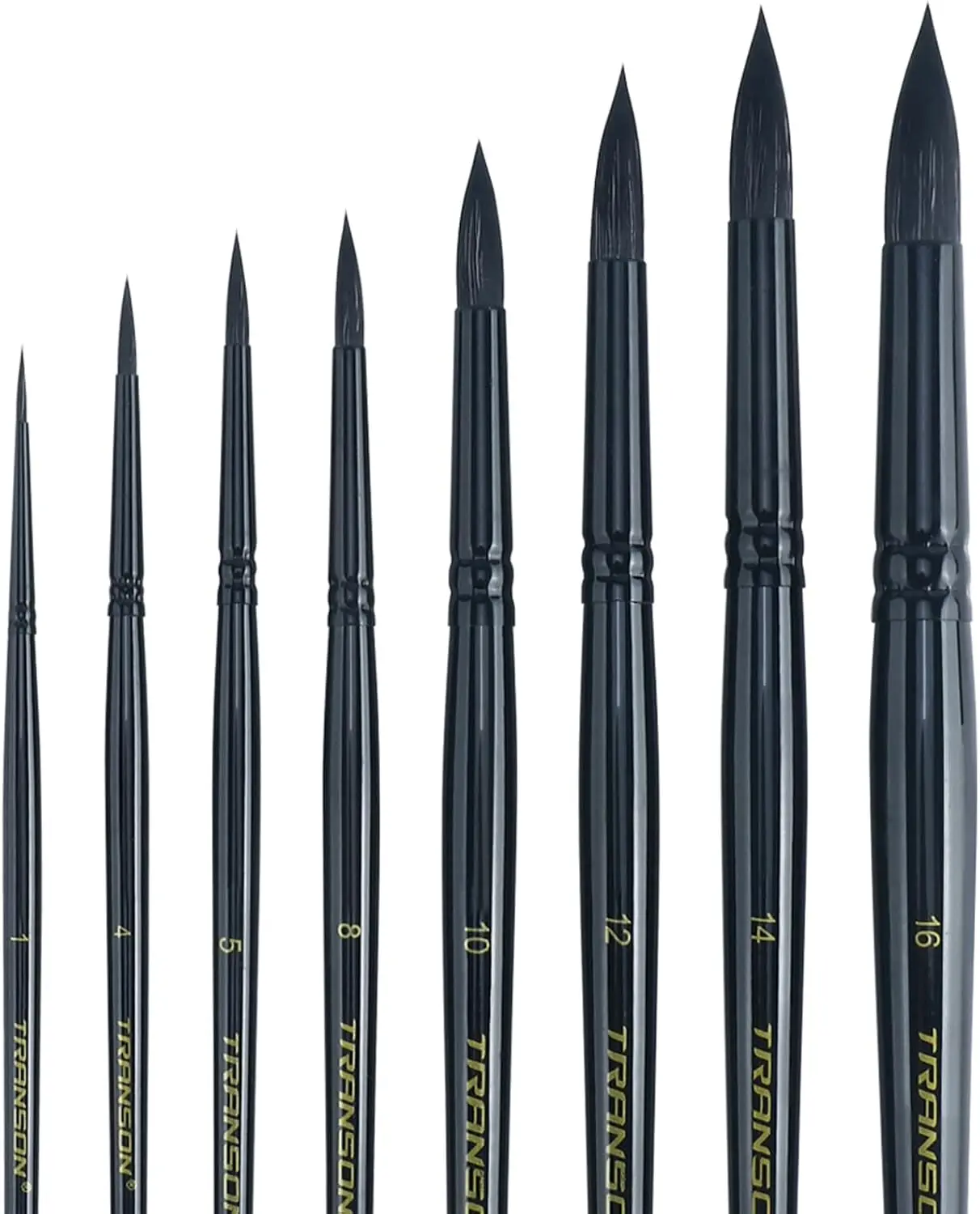 

8-Piece Round Watercolor Brush Set for Acrylics, Inks, Gouache, Oil & Tempera - Goat Hair & Nylon