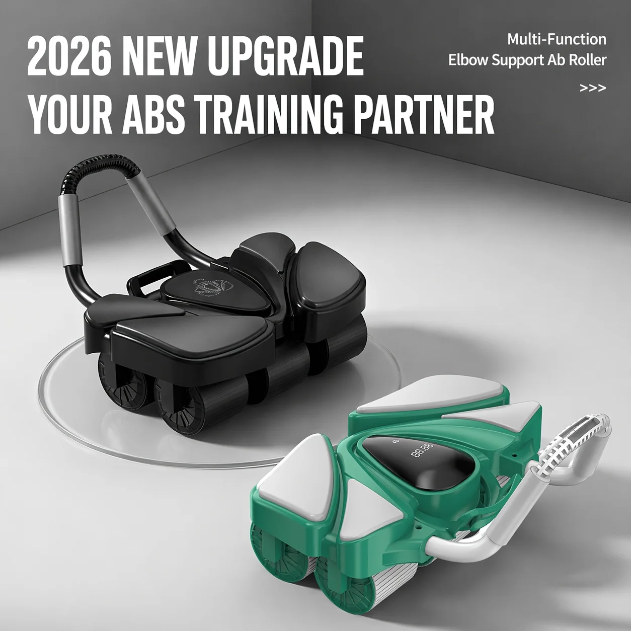 6-Wheel Ab Roller with Elbow Support Auto Rebound Phone Holder Knee Pad Core Workout for Unisex Home Fitness Training Equipment