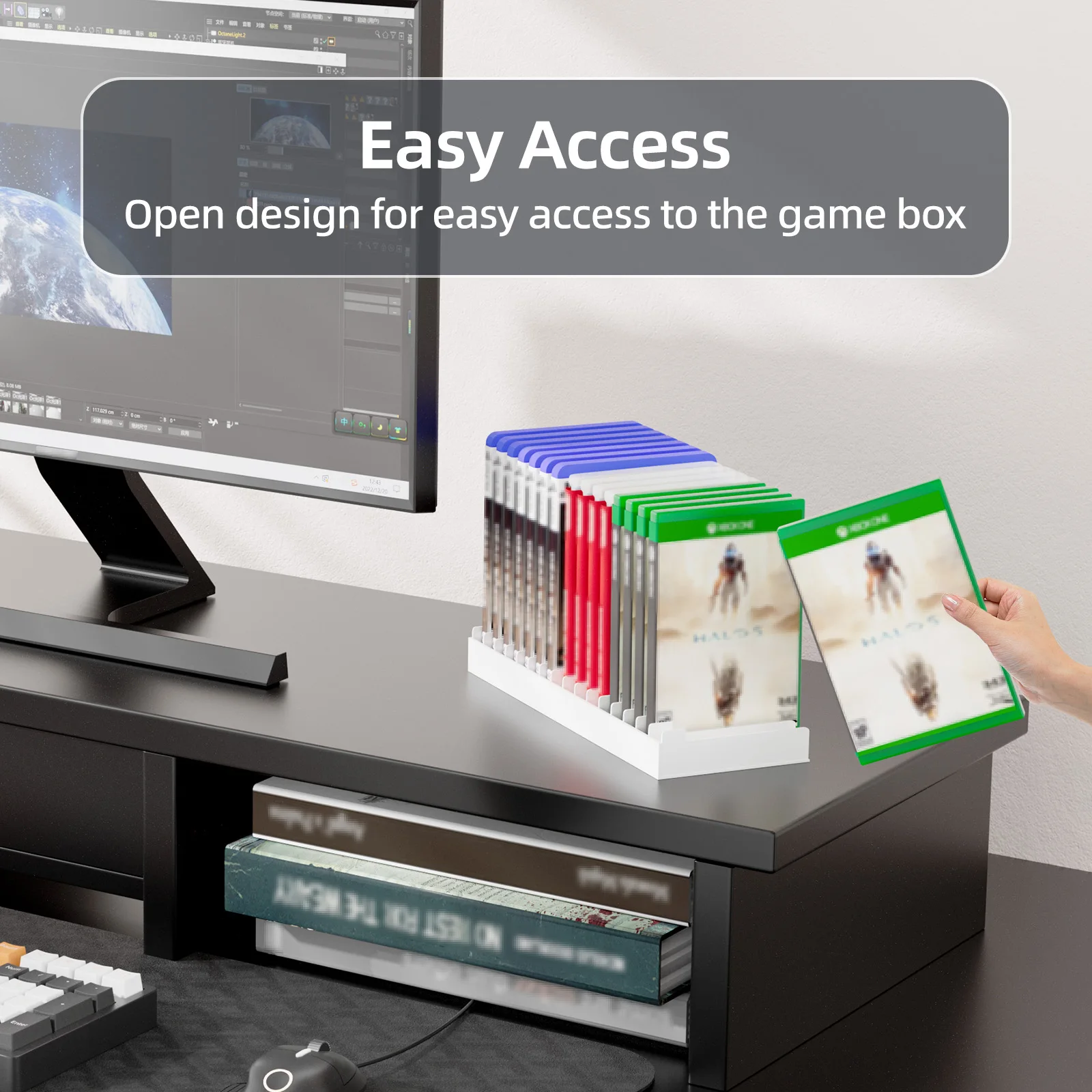 Video Game Storage Stand Tower for PS5/ PS4/ PS3/ Xbox Series S & X/Xbox one Game, Universal Game Disc Holder Vertical Blu Ray C